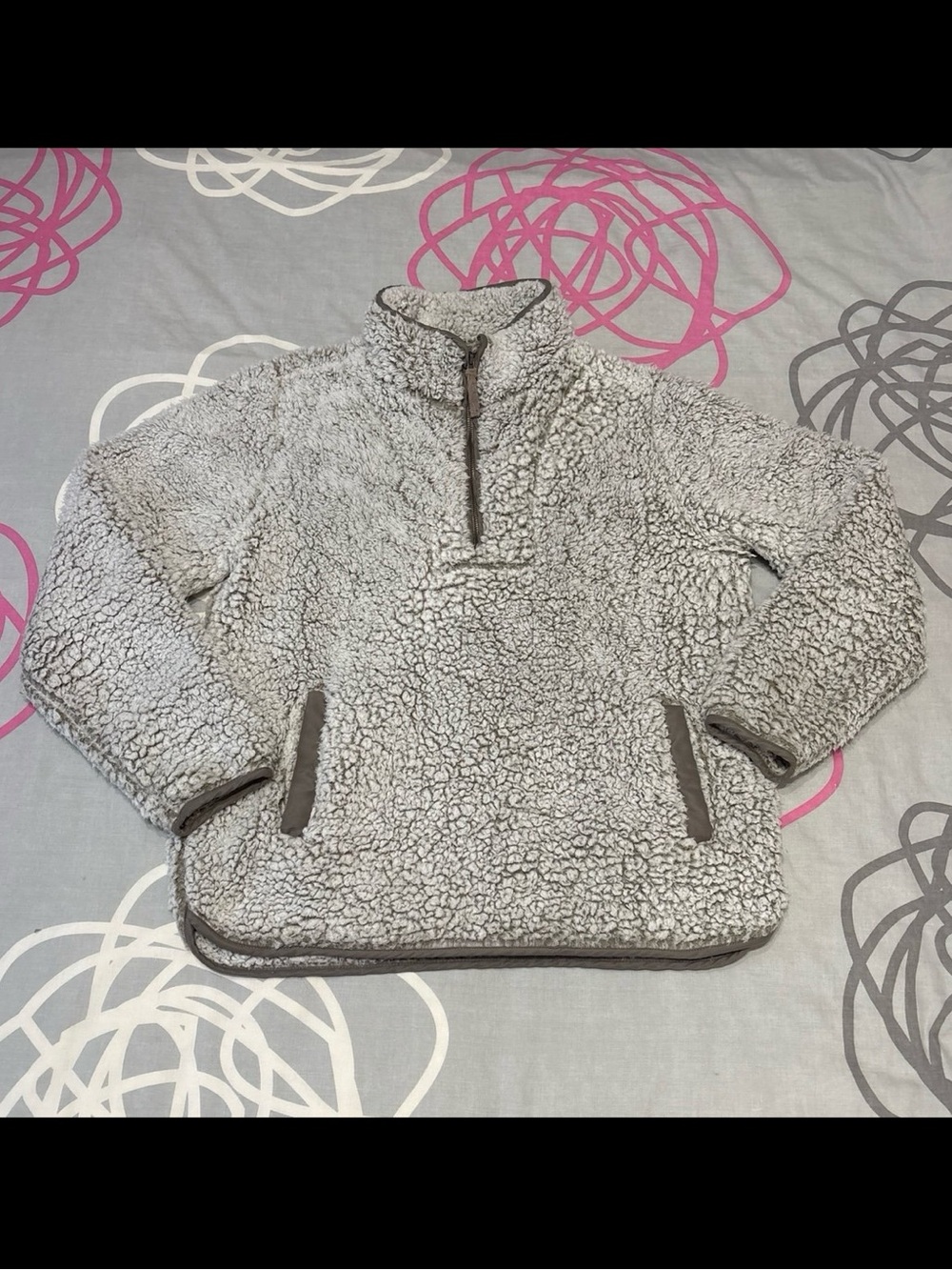 Altar’d State Grey Quarter-Zip Sherpa Jacket